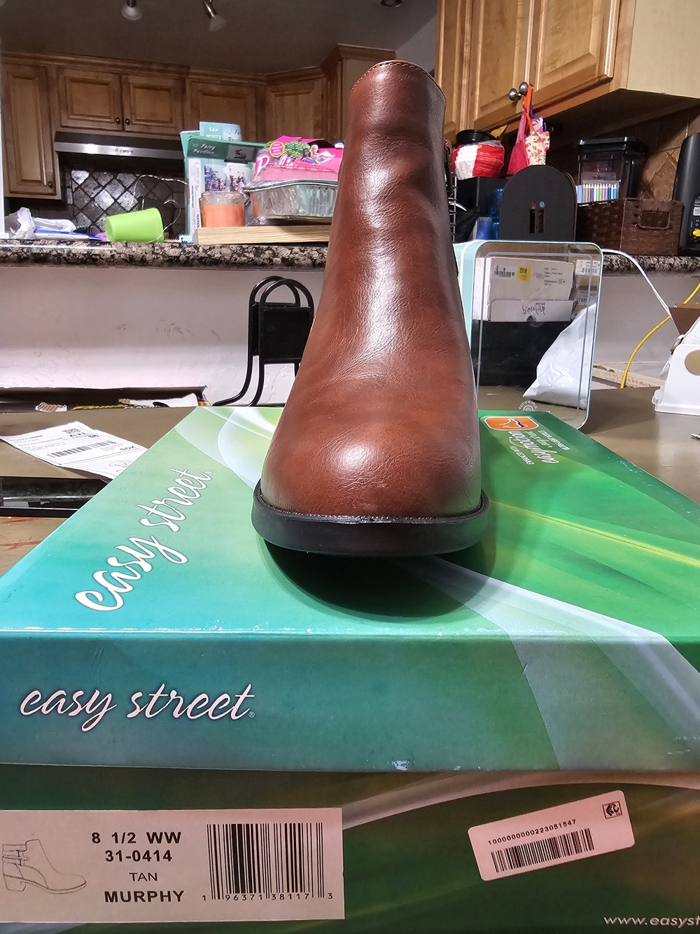 easy street Tan Leather Women's Chelsea Ankle Boot